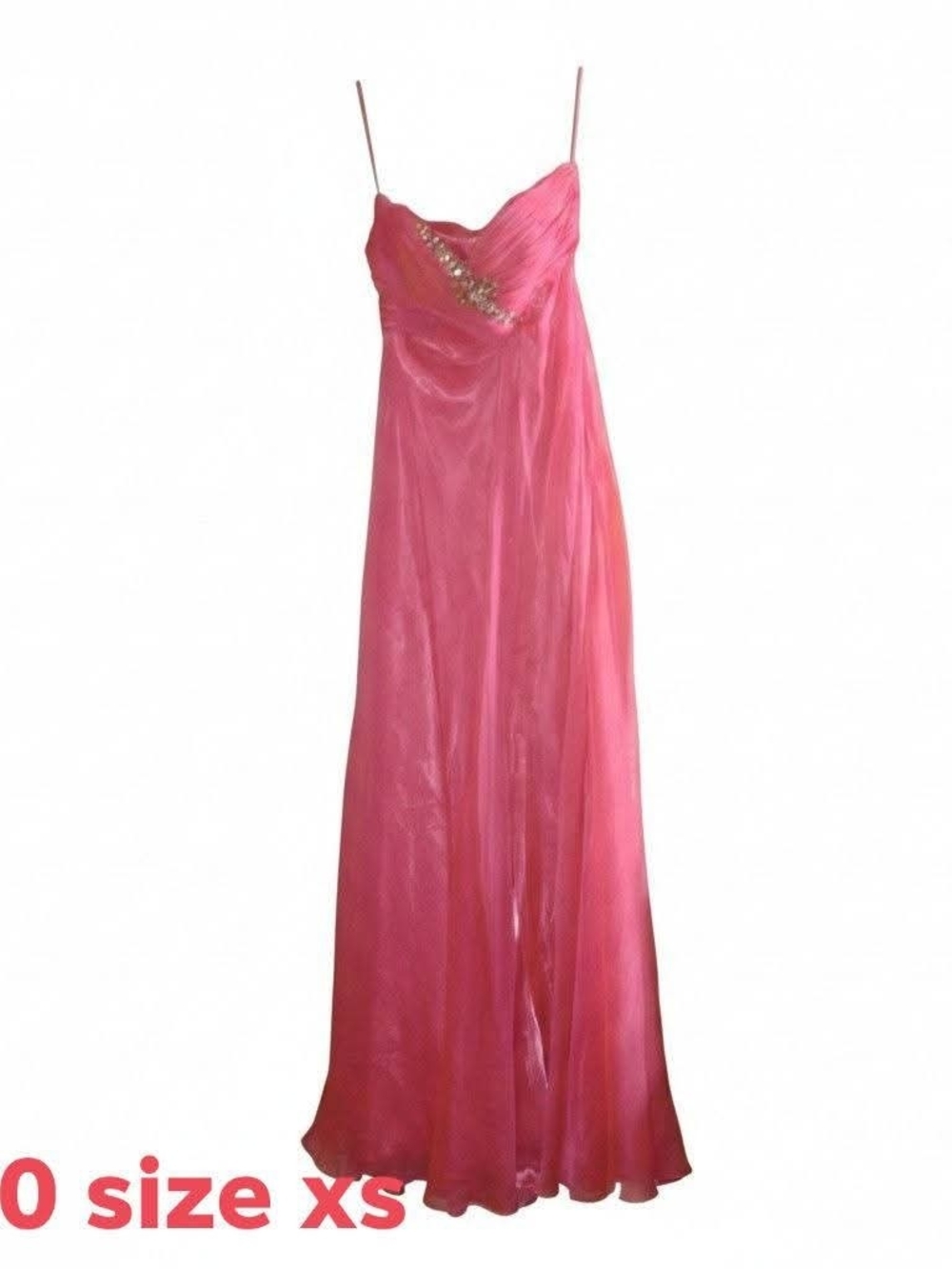 Pink Spaghetti-Strap Evening Gown